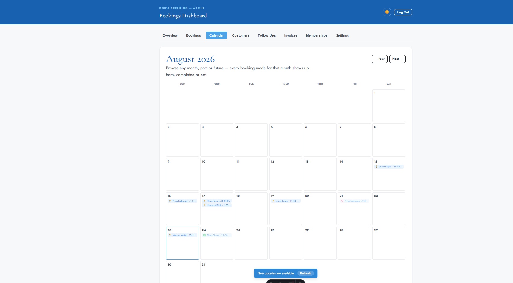 Calendar (light mode)